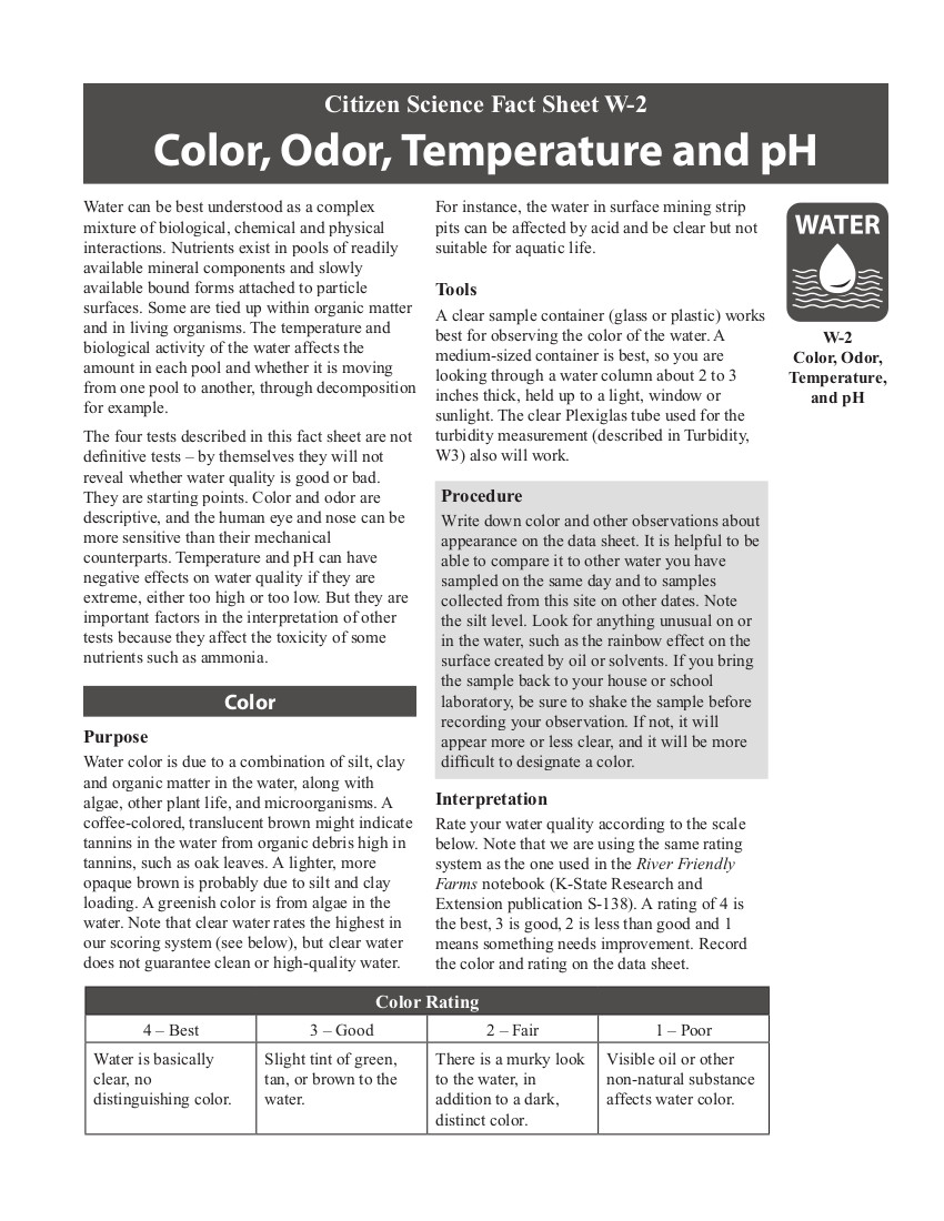 W-02 color odor temp cover