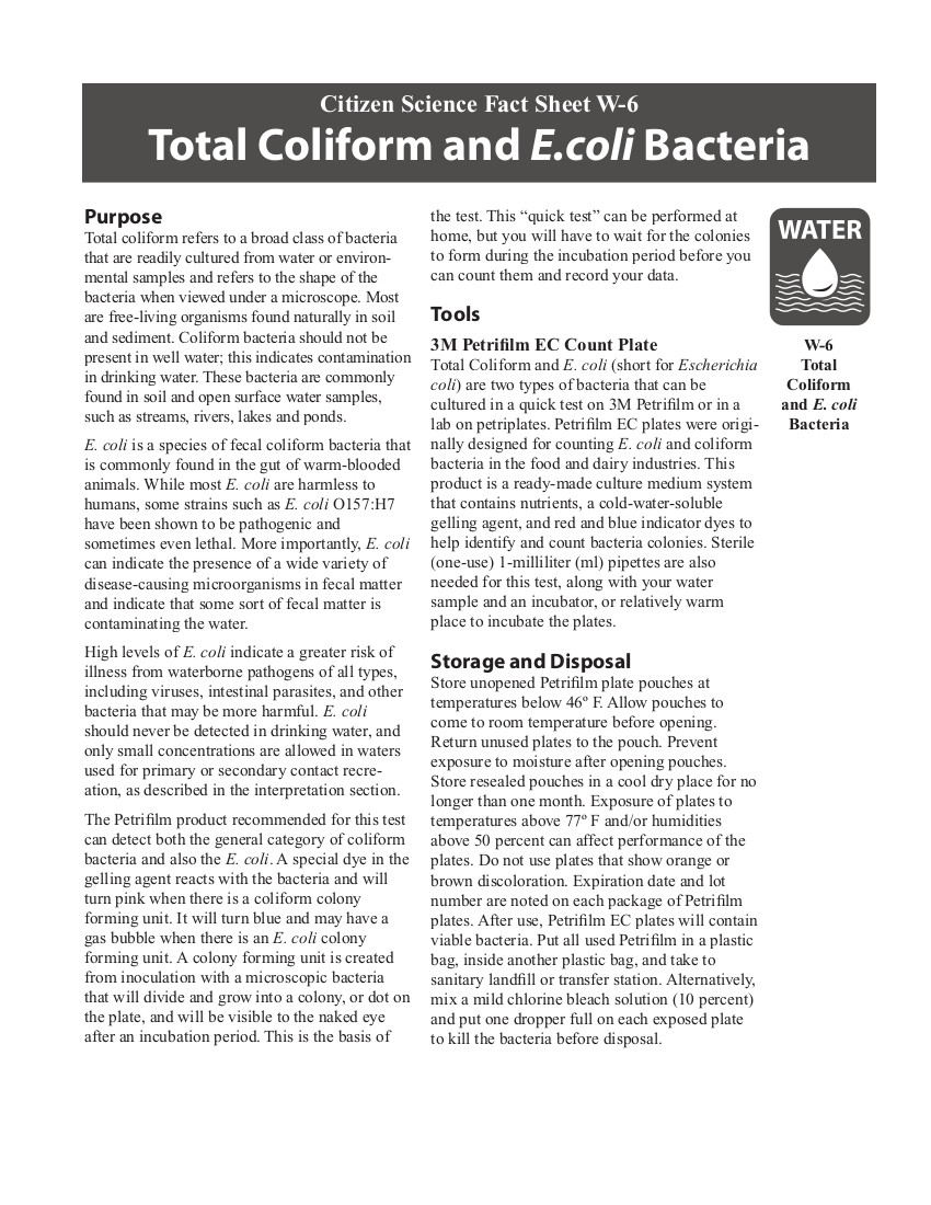 W-06 total coliform cover