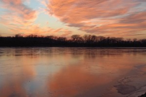 Late Winter on the Kaw - Photo was taken at the Edwardsville Boat Ramp. This scene was captured in late March. While I was there, the sky quickly changed into these beautiful orange colors and it was changing very fast.